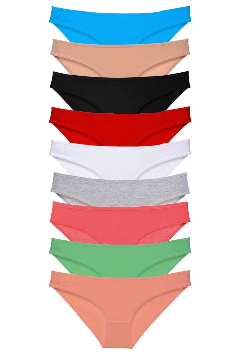 9 adet Süper Eko Set Likralı Kadın Slip Külot Tüm Renkler - S