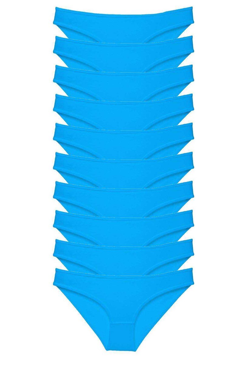 10 adet Süper Eko Set Likralı Kadın Slip Külot Mavi - S