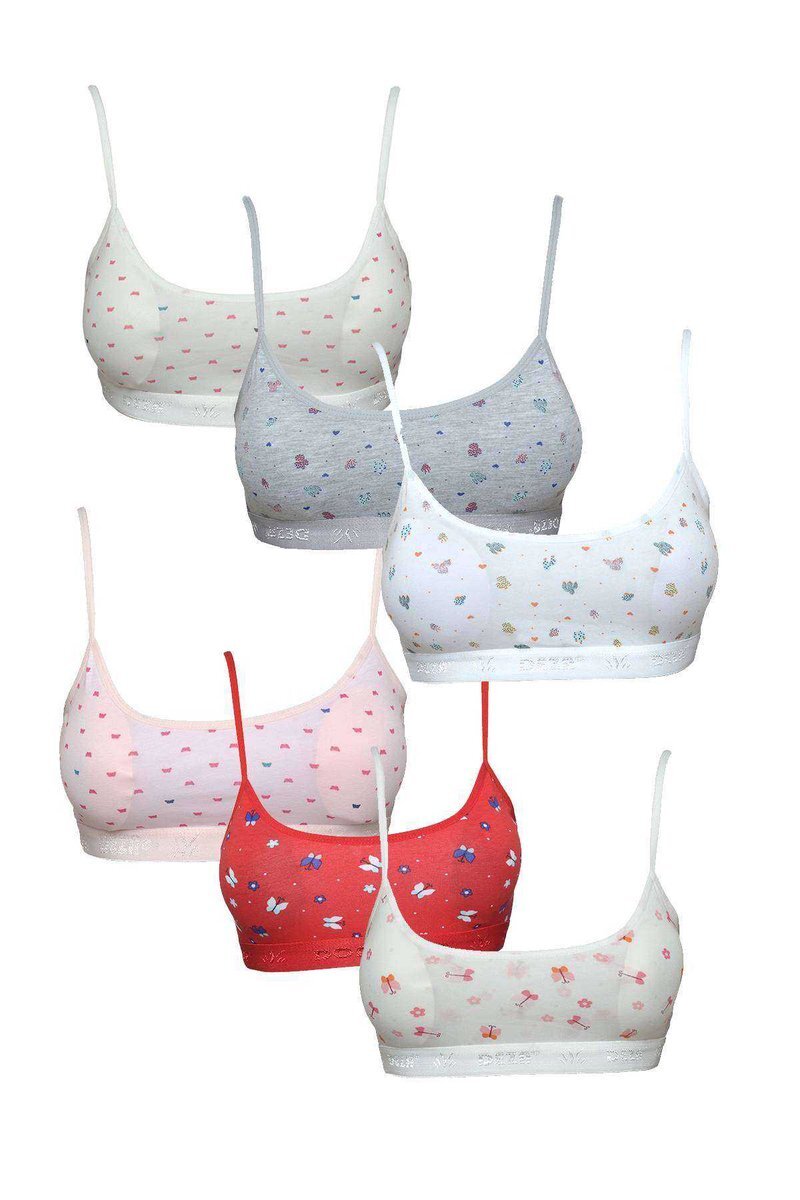 Pedli Ip Askılı Yarım Atlet Desenli Büstiyer 6 Lı Set 1 - S-M