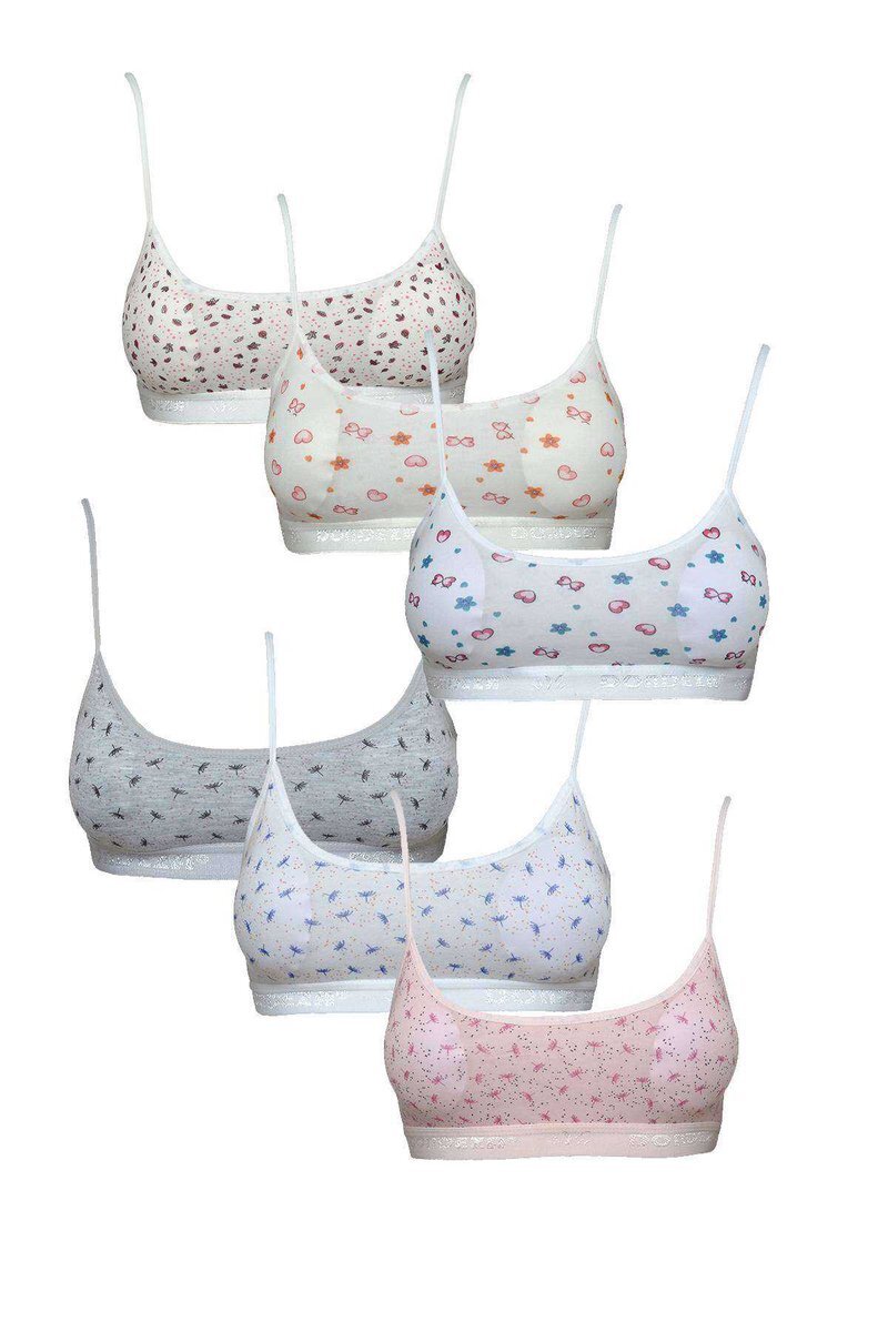 Pedli Ip Askılı Yarım Atlet Desenli Büstiyer 6 Lı Set 2 - S-M
