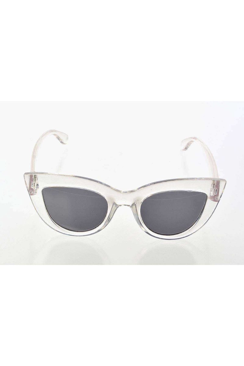 Şeffaf Beyaz Çerçeve Cat Eye Kadın Güneş Gözlüğü - Moda Gözlük
