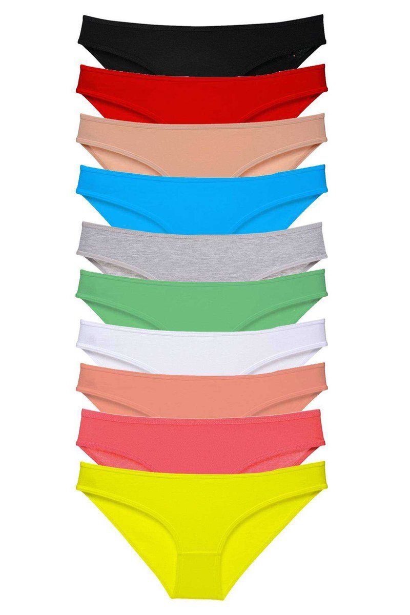 10 adet Süper Eko Set Likralı Kadın Slip Külot Çok Renkli - S