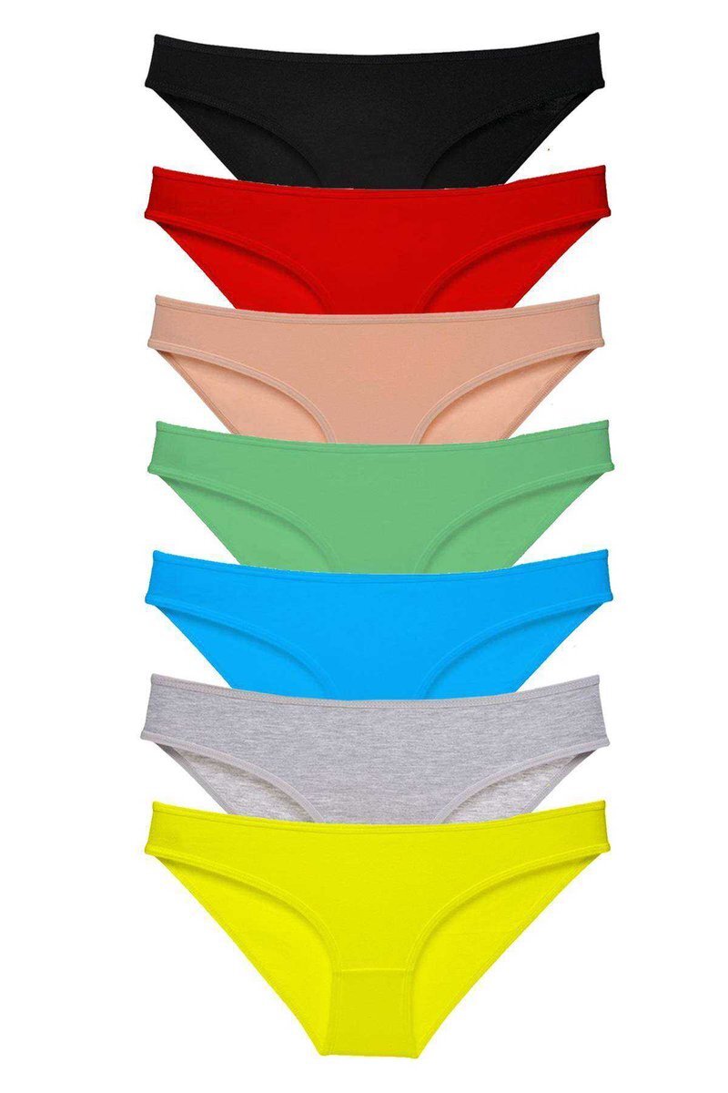 7 adet Süper Eko Set Likralı Kadın Slip Külot Çok Renkli - S