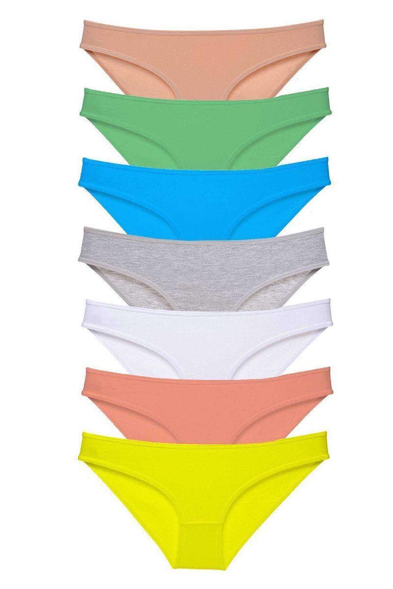 7 adet Süper Eko Set Likralı Kadın Slip Külot Çok Renkli - S