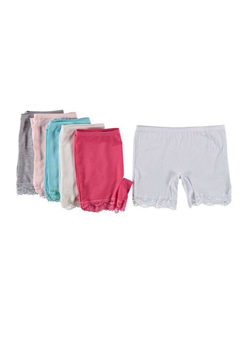 6 Adet Paçası Dantel Kız Çocuk Boxer 409 - 3-4 YAŞ