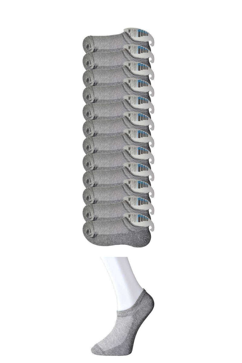 Gri Erkek Görünmez Çorap 12 çift - 40-44