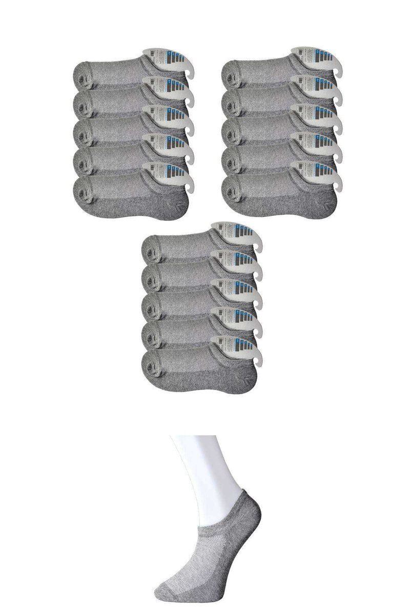Gri Erkek Görünmez Çorap 15 çift - 40-44