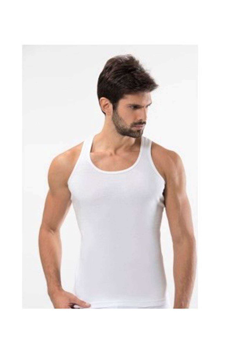 3 adet Tutku Ribana Spor Erkek Beyaz Atlet 0118 - S