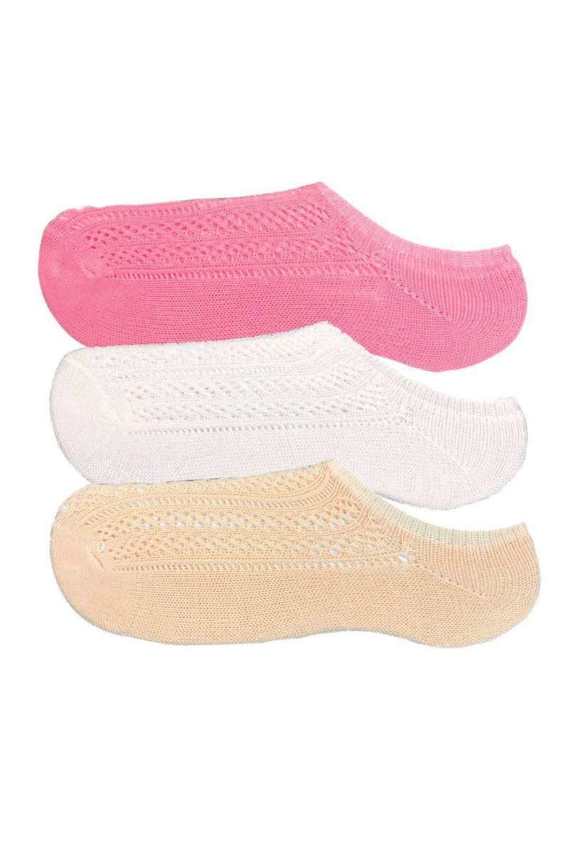 3 Adet Kadın Sneaker Dantelli File Pamuklu Yumuşak Çorap - 36-40
