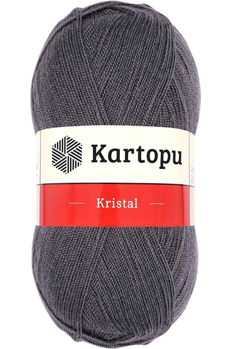 Kristal Çift Katlı El Örgü Lif İpi Kömür Gri K556