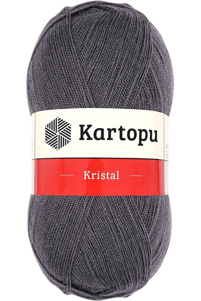 Kristal Çift Katlı El Örgü Lif İpi Kömür Gri K556