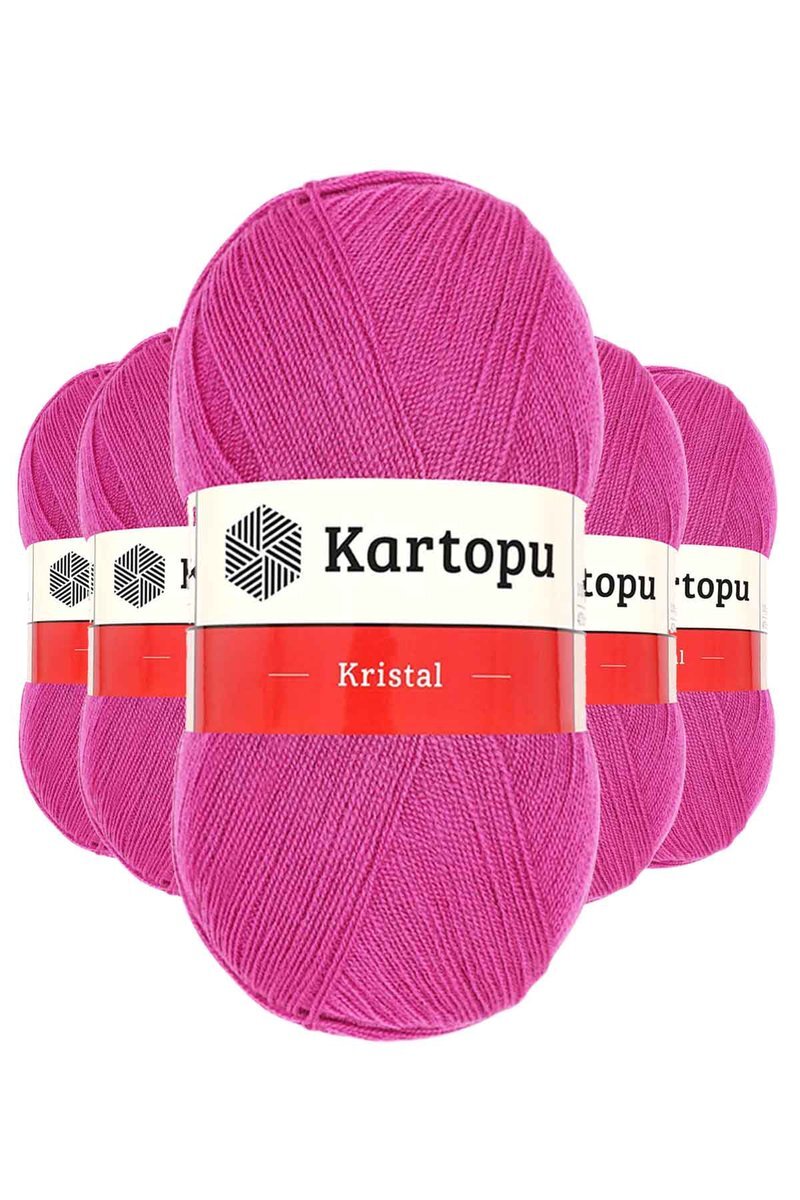 5 Adet Kristal Çift Katlı El Örgü Lif İpi Fuşya K440 kartopu