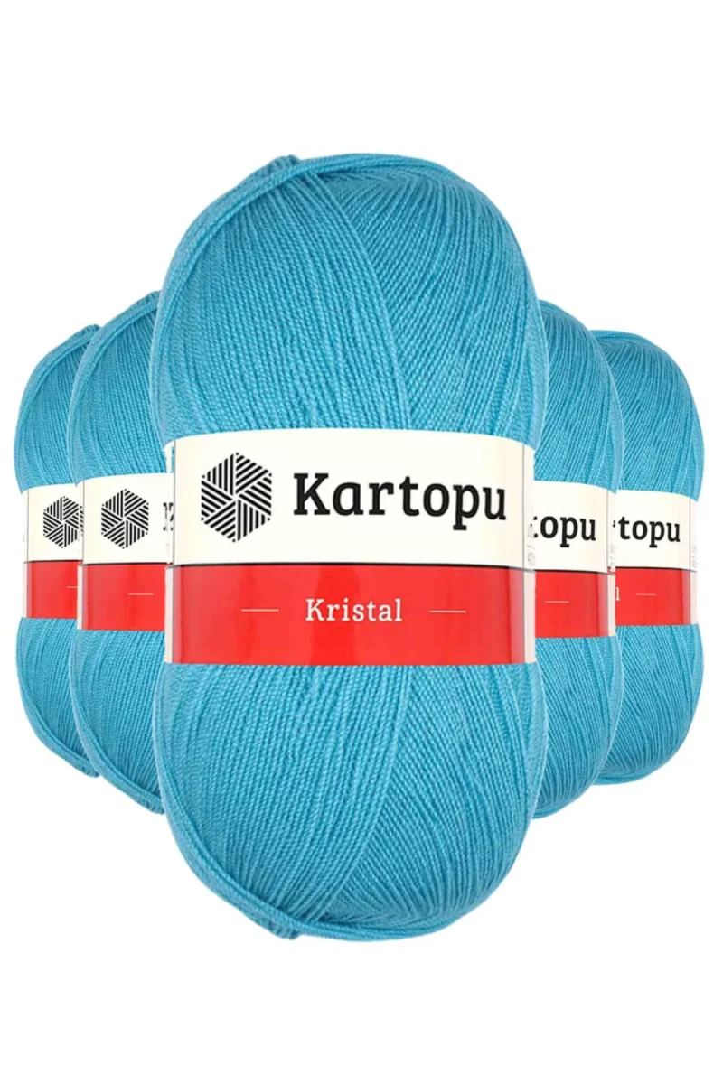 5 Adet Kristal Çift Katlı El Örgü Lif İpi Turkuaz K515 - kartopu