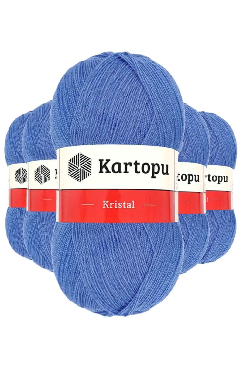 5 Adet Kristal Çift Katlı El Örgü Lif İpi Koyu Mavi K535 - kartopu