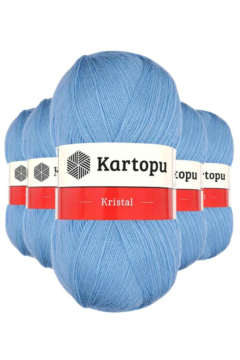 5 Adet Kristal Çift Katlı El Örgü Lif İpi Bebe Mavi K540 - kartopu
