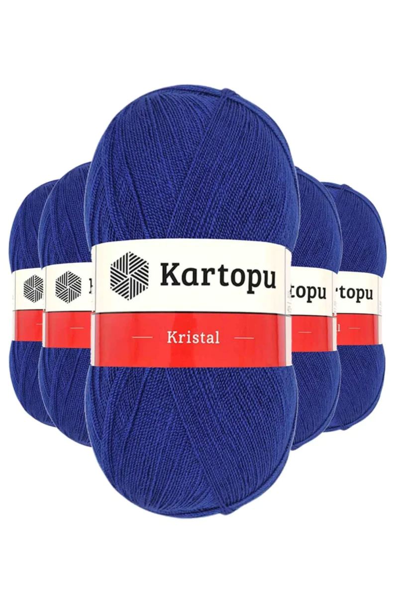 5 Adet Kristal Çift Katlı El Örgü Lif İpi Lacivert K627 - kartopu