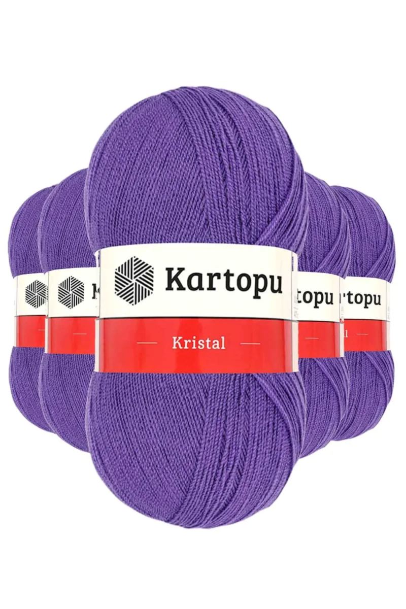 5 Adet Kristal Çift Katlı El Örgü Lif İpi Açık Mor K703 - kartopu