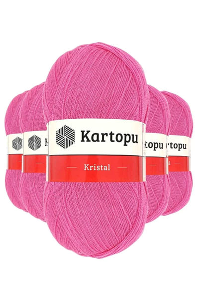 5 Adet Kristal Çift Katlı El Örgü Lif İpi Şeker Pembe K772 - kartopu mudanis