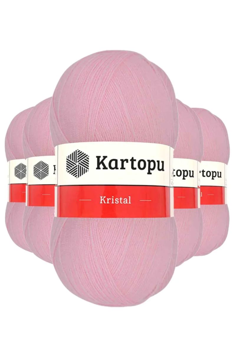 5 Adet Kristal Çift Katlı El Örgü Lif İpi Bebe Pembe K788 - kartopu