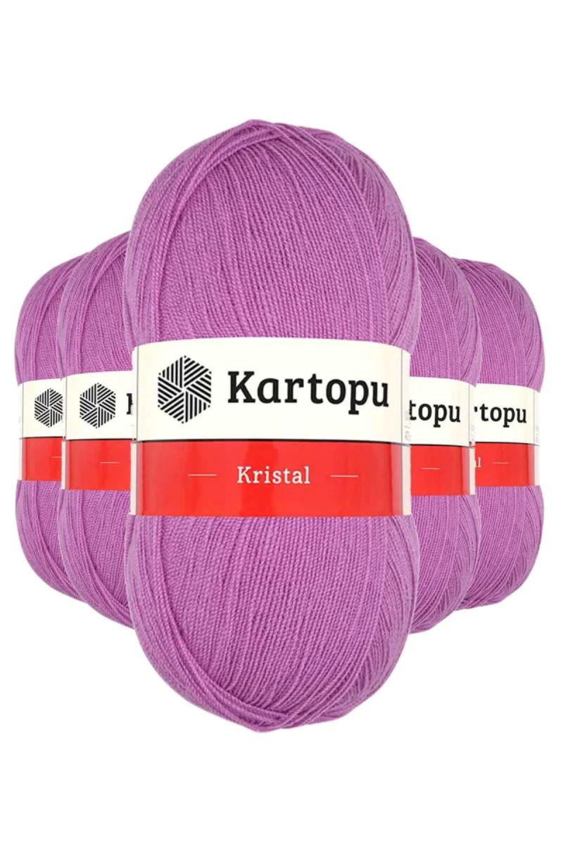 5 Adet Kristal Çift Katlı El Örgü Lif İpi Leylak K805 - kartopu