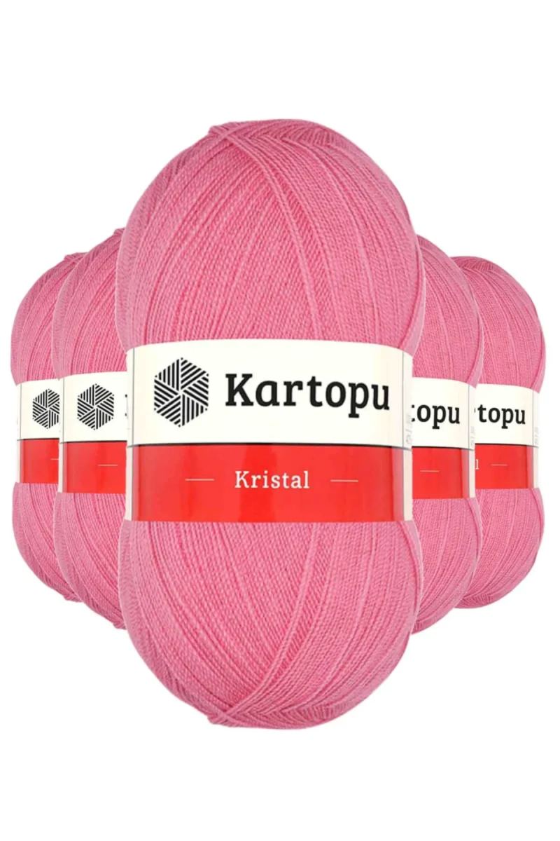 5 Adet Kristal Çift Katlı El Örgü Lif İpi Koyu Pembe K1790 - kartopu