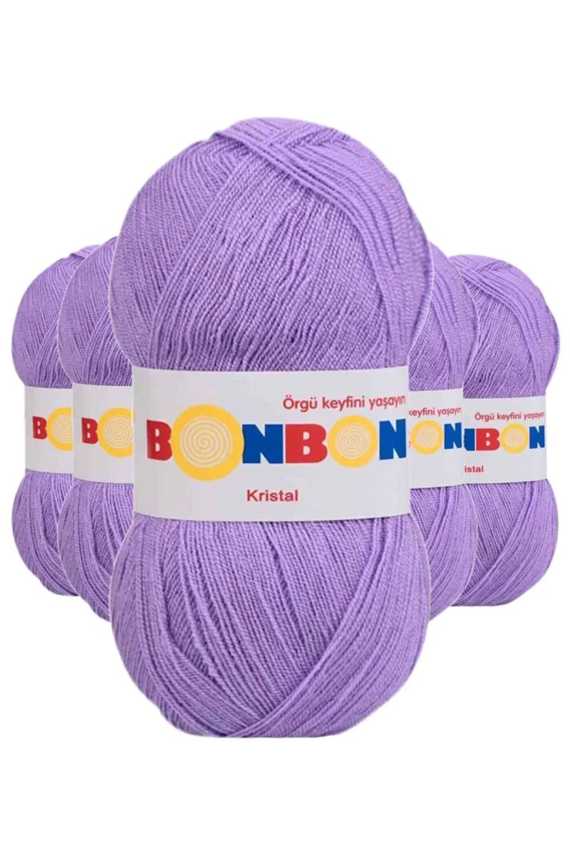 5 Adet Kristal El Örgü Lif İpi Lila 98205 - bonbon