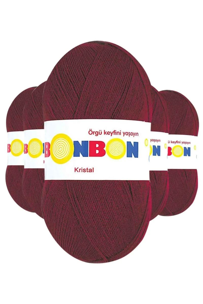 5 Adet Kristal El Örgü Lif İpi Bordo 98220 - bonbon