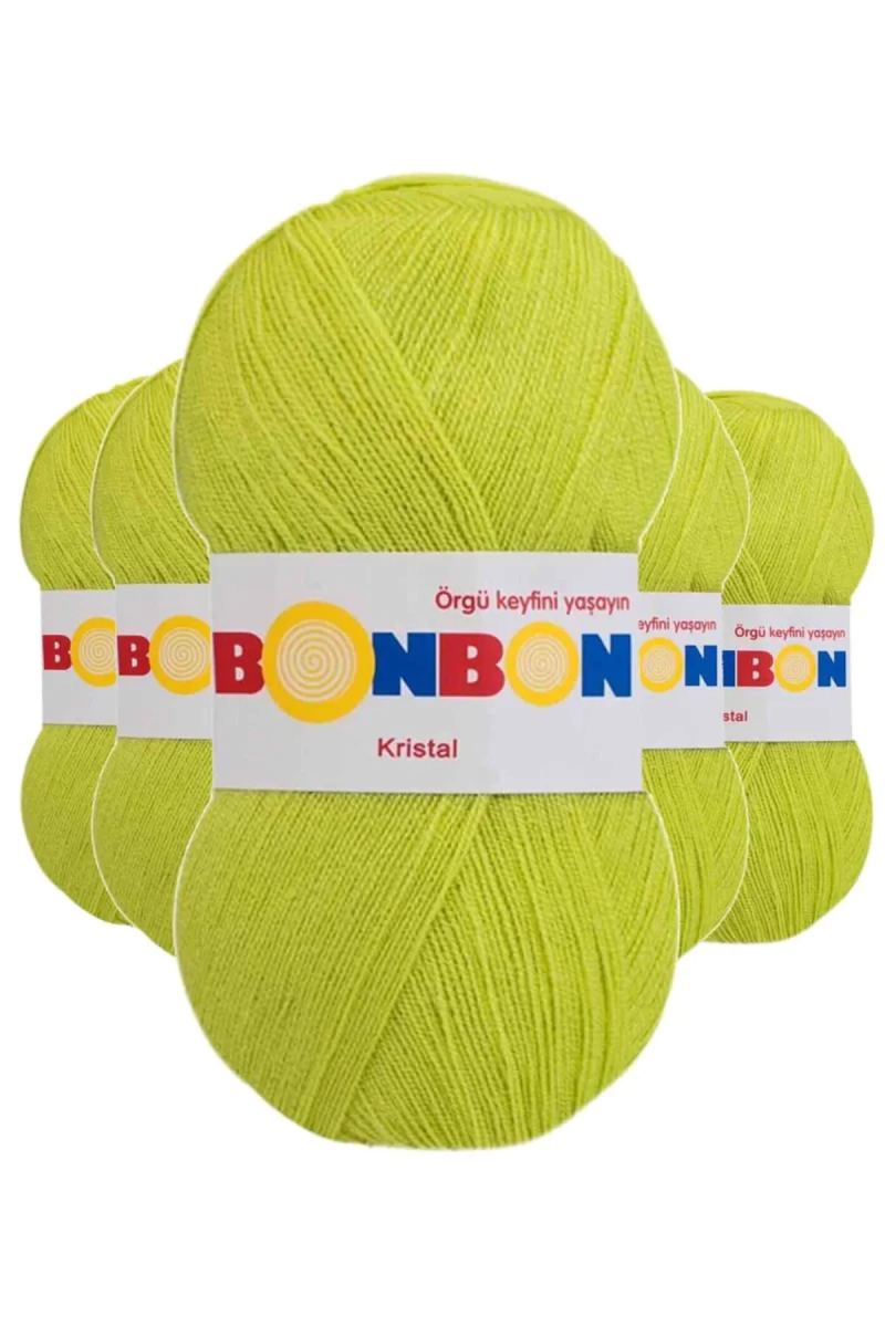 5 Adet Kristal El Örgü Lif İpi Yeşil 98228 - bonbon mudanis