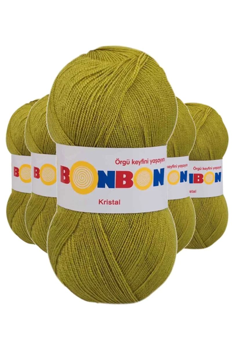 5 Adet Kristal El Örgü Lif İpi Çimen Yeşili 98229 - bonbon