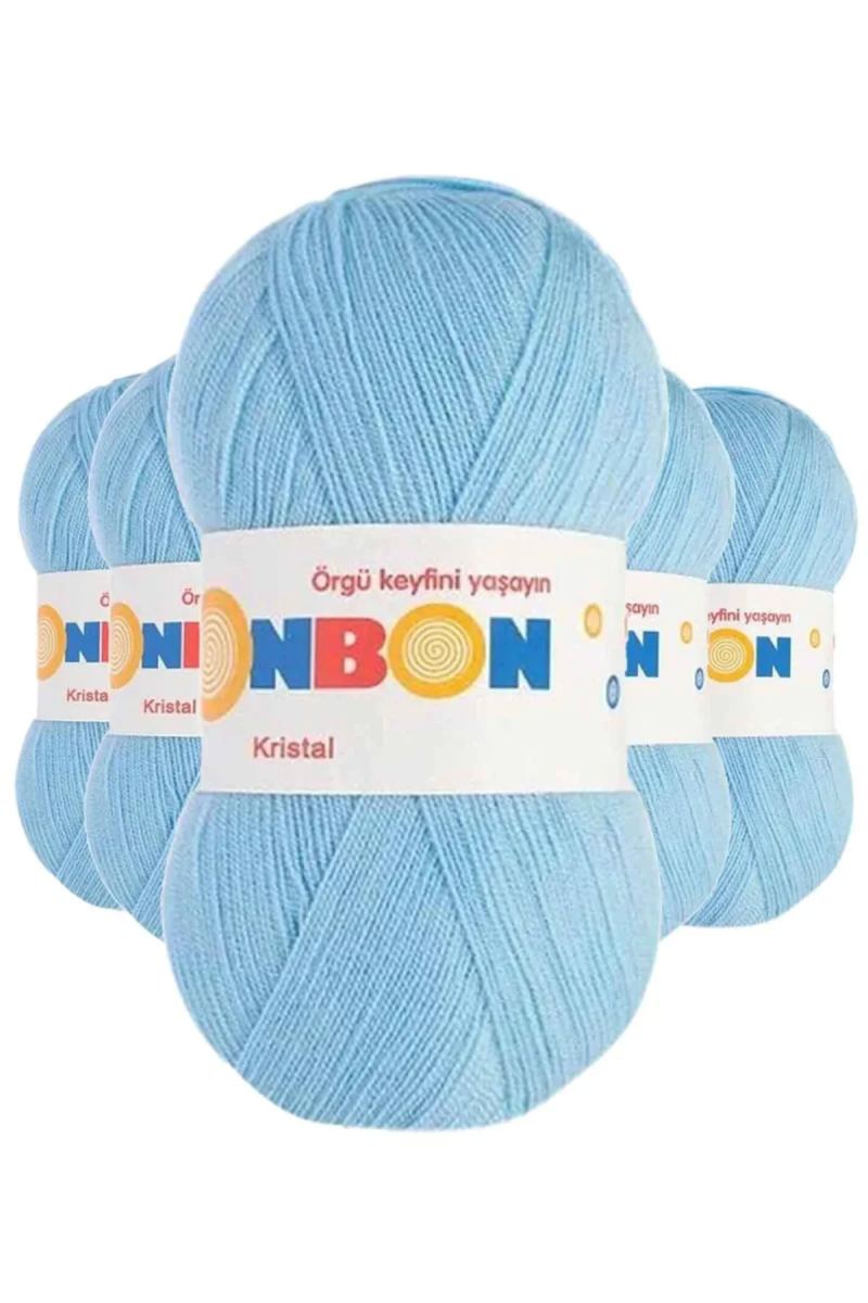 5 Adet Kristal El Örgü Lif İpi Ufuk Mavisi 98231 - bonbon