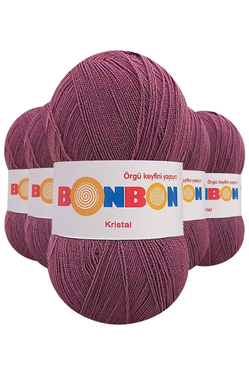5 Adet Kristal El Örgü Lif İpi Koyu Gül Kurusu 98303 - bonbon