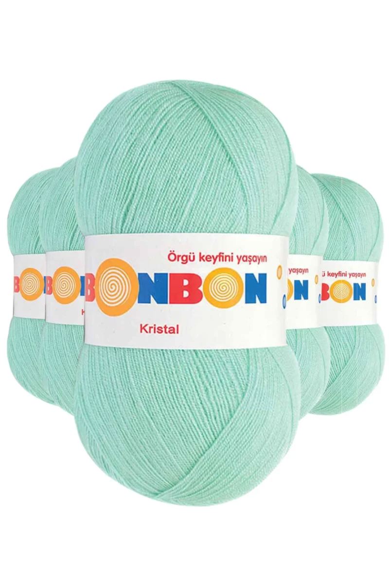 5 Adet Kristal El Örgü Lif İpi Su Yeşili 98329 - bonbon