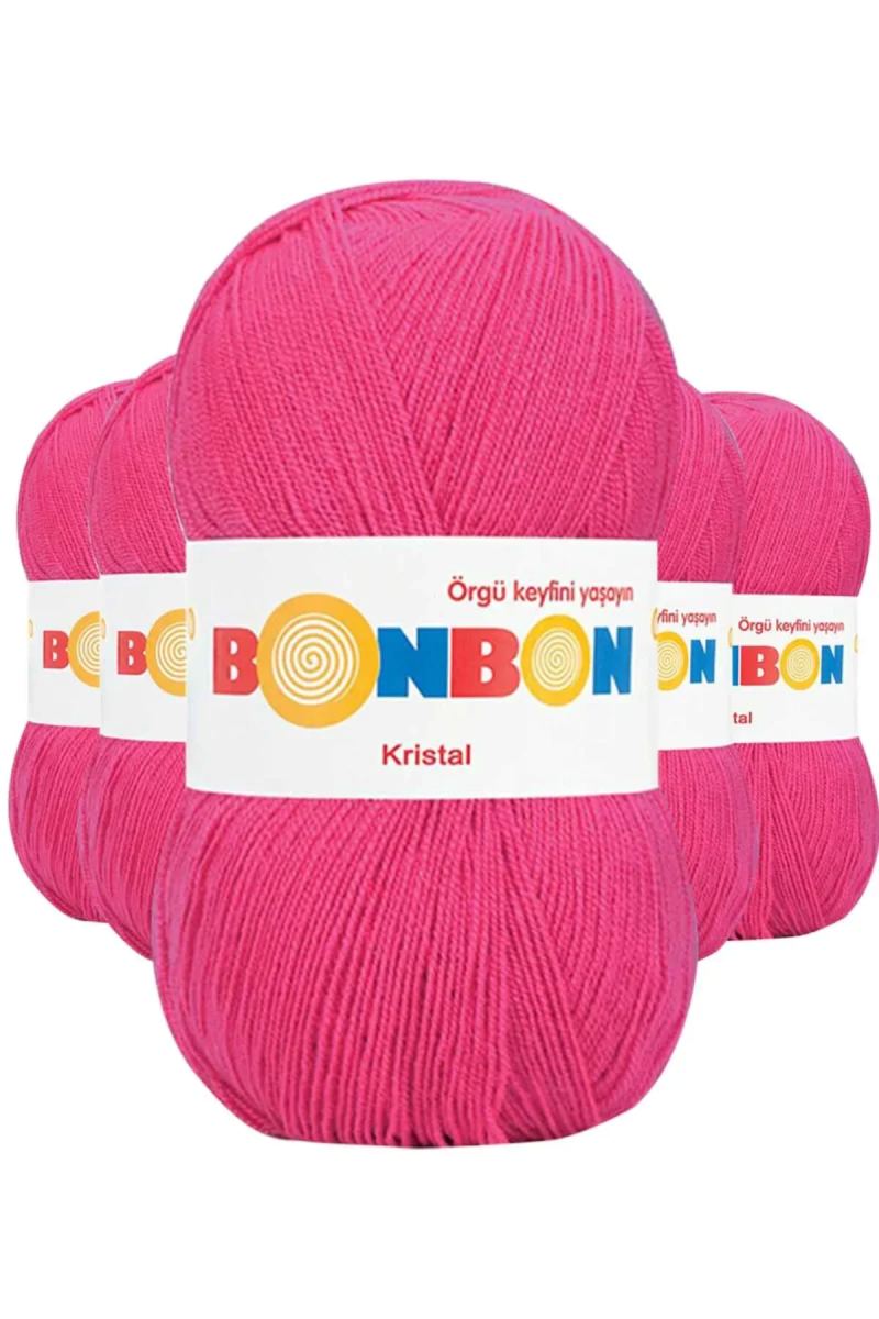 5 Adet Kristal El Örgü Lif İpi Koyu Pembe 98403 - bonbon