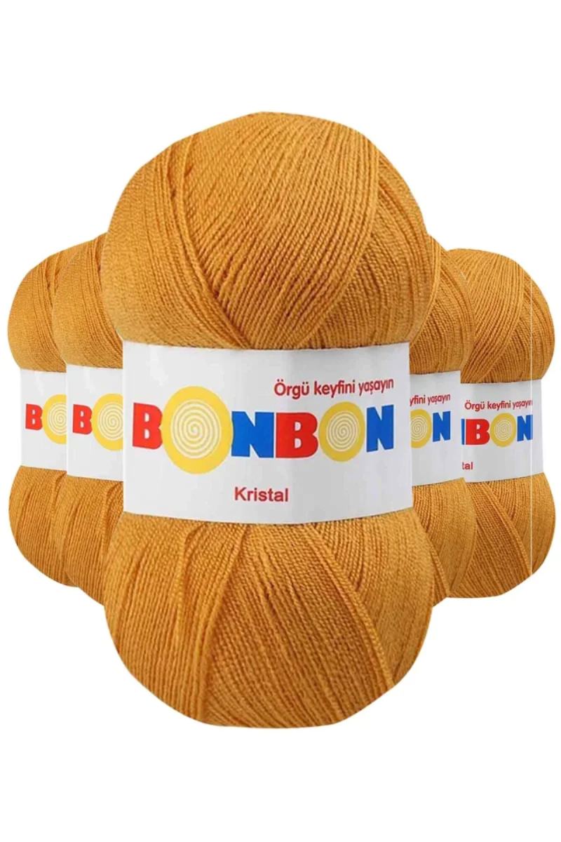 5 Adet Kristal El Örgü Lif İpi Hardal 98415 - bonbon