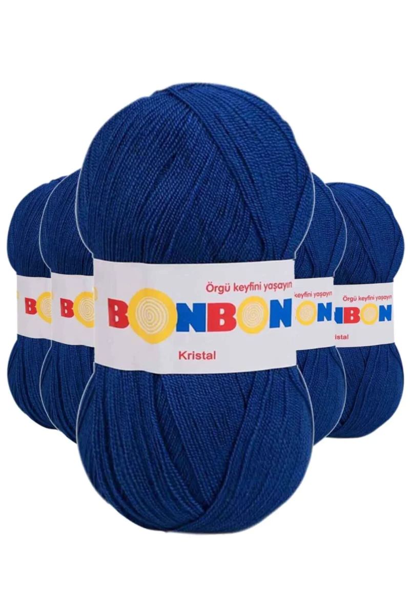 5 Adet Kristal El Örgü Lif İpi Mavi 98488 - bonbon