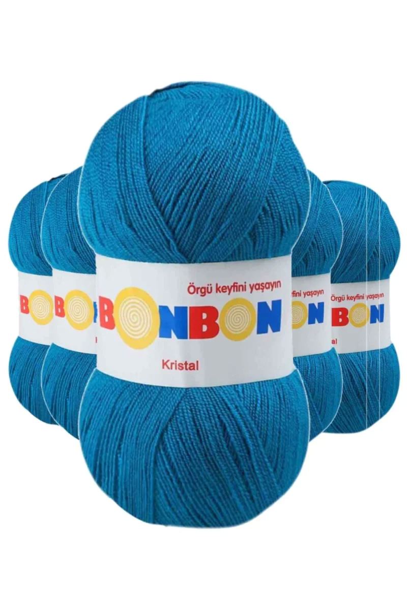 5 Adet Kristal El Örgü Lif İpi Koyu Mavi 98685 - bonbon