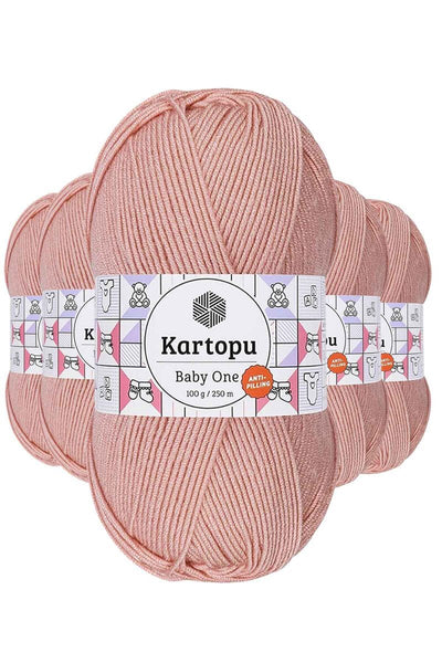 5 Adet Baby One Tüylenmeyen El Örgü İpi Yünü Pudra K258