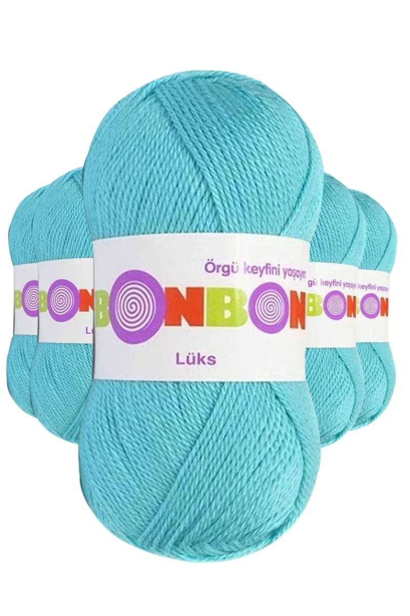 5 Adet Lüks Patik İpi Yünü Turkuaz 98238 - bonbon