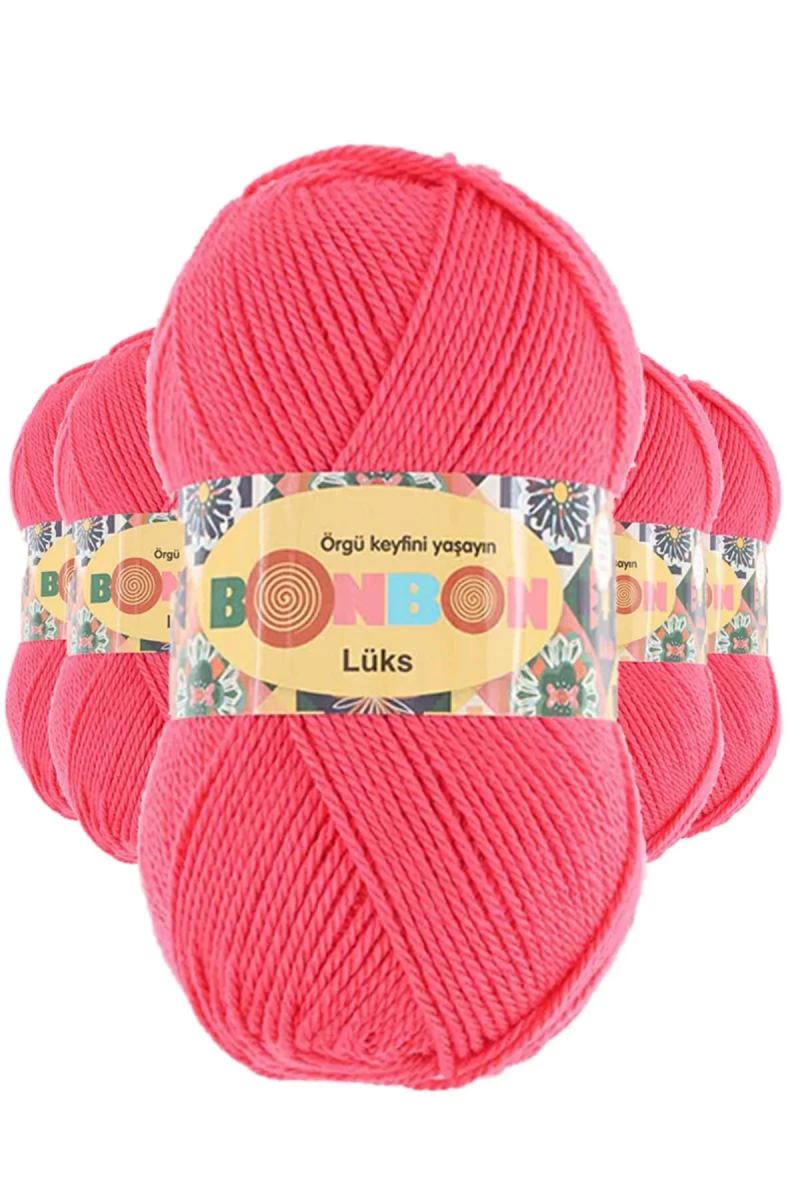 5 Adet Lüks Patik İpi Yünü Mercan 98299 - bonbon
