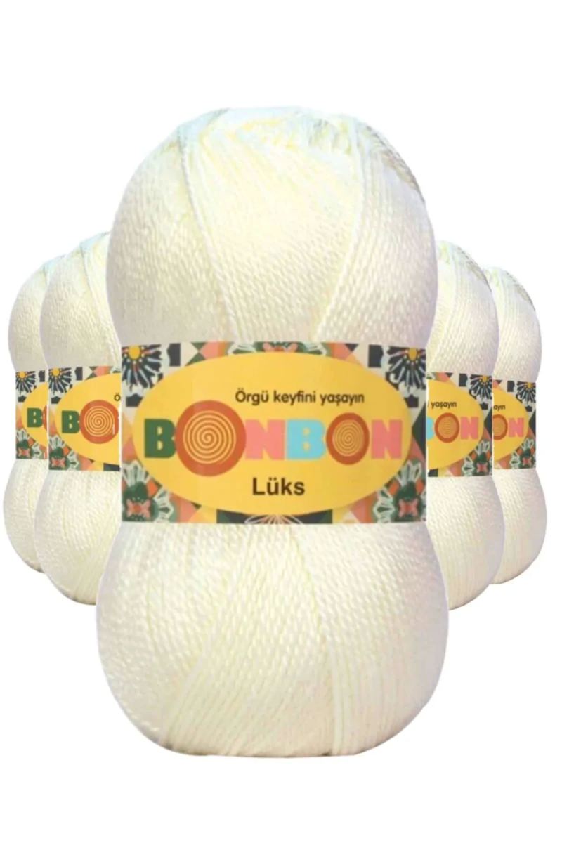 5 Adet Lüks Patik İpi Yünü Ekru 98300 - bonbon