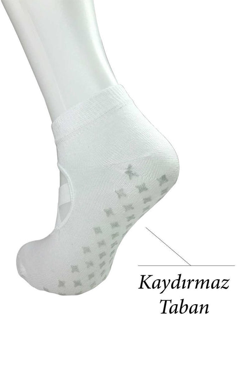 2 Adet Kaydırmaz Taban Kadın Dans Pilates Ve Yoga Çorabı Siyah Beyaz