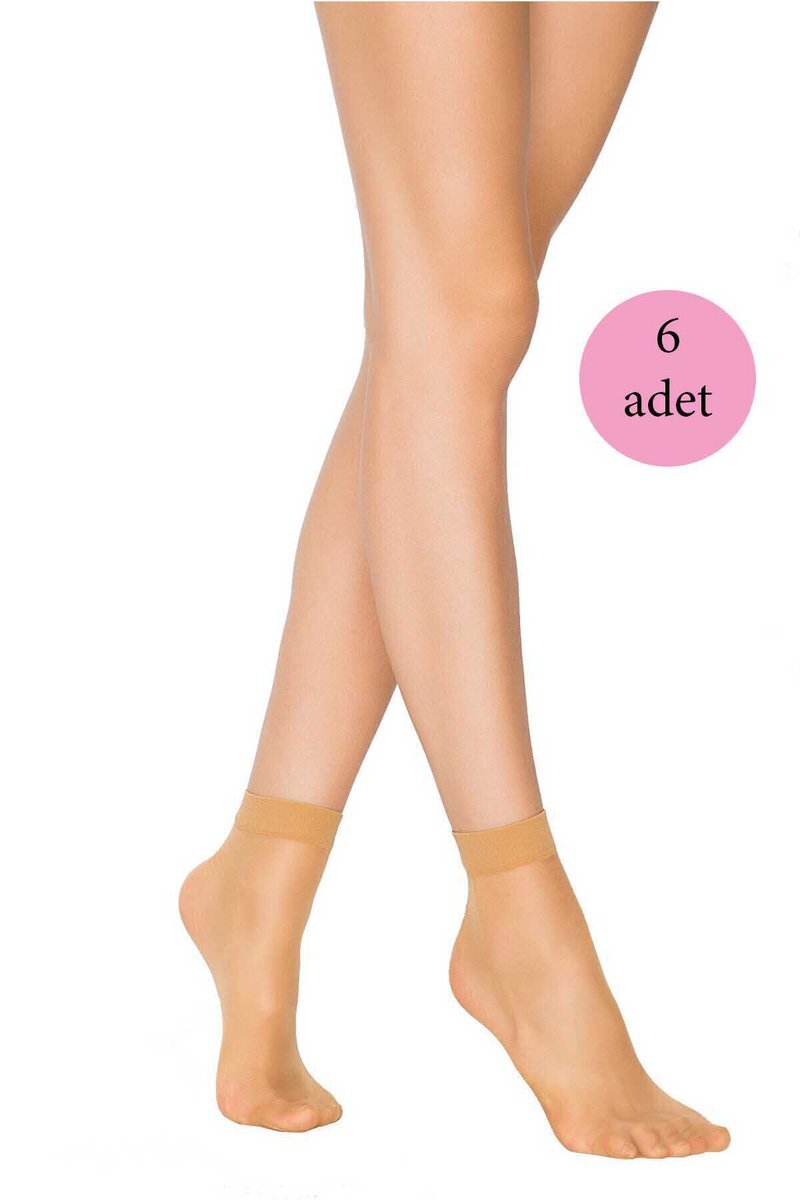 6 Adet Fit 15 Soket Ince Parlak Kısa Çorap Ten - Standart