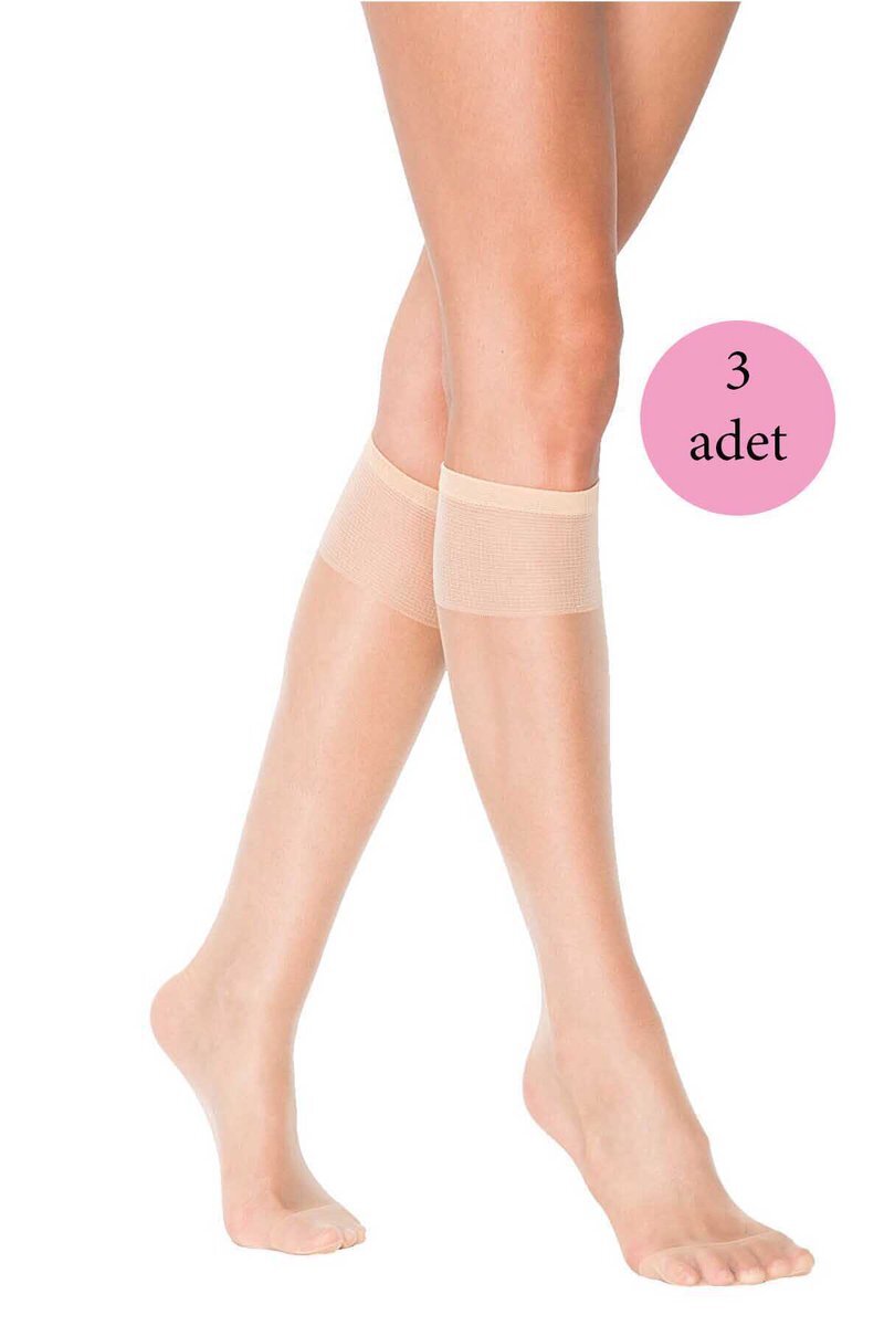 3 Adet Süper Ince 15 den Mat Pantolon Çorabı Açık Ten - Standart