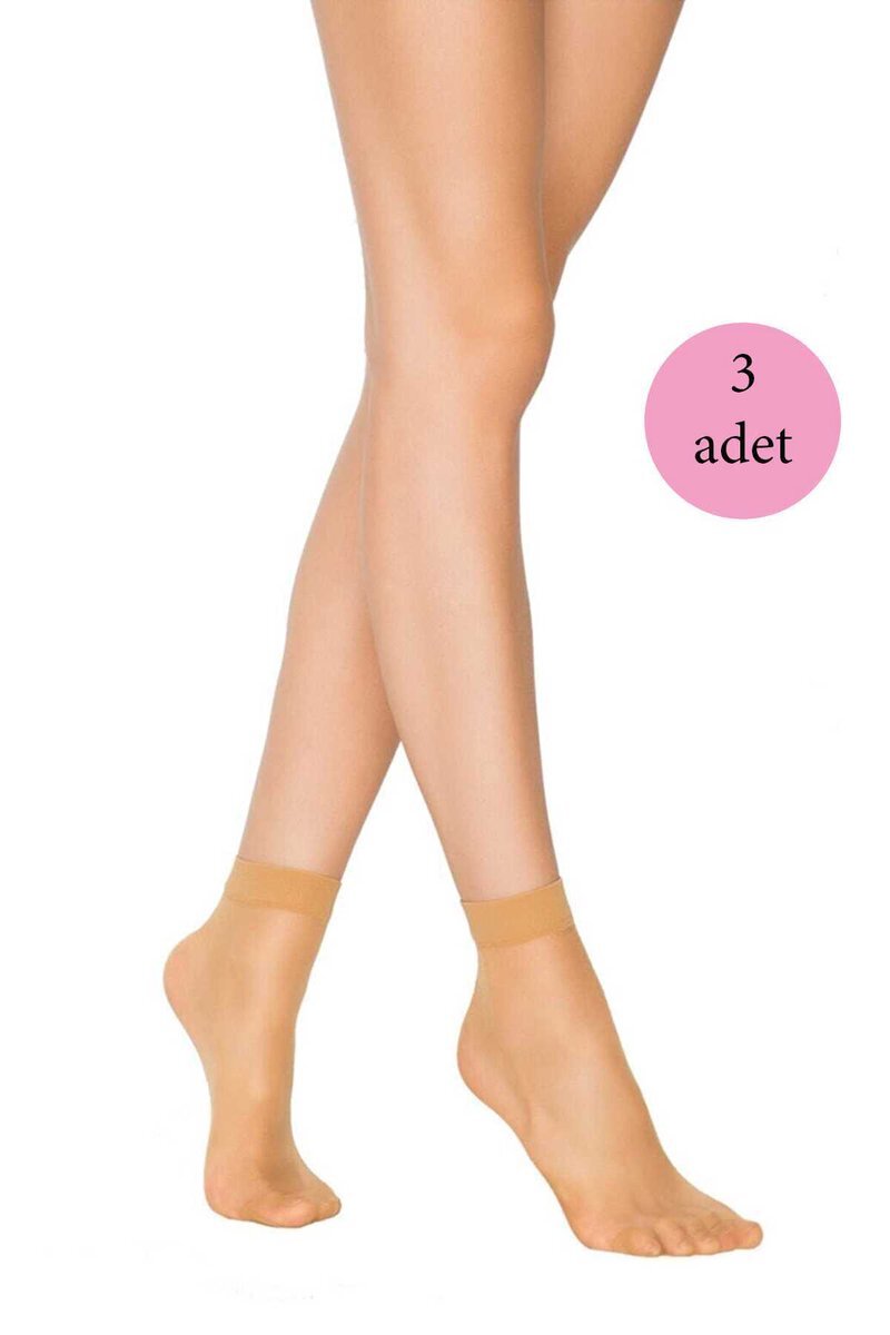 3 Adet Kadın Ten Süper 15 Mat Soket Çorap Ten - Standart