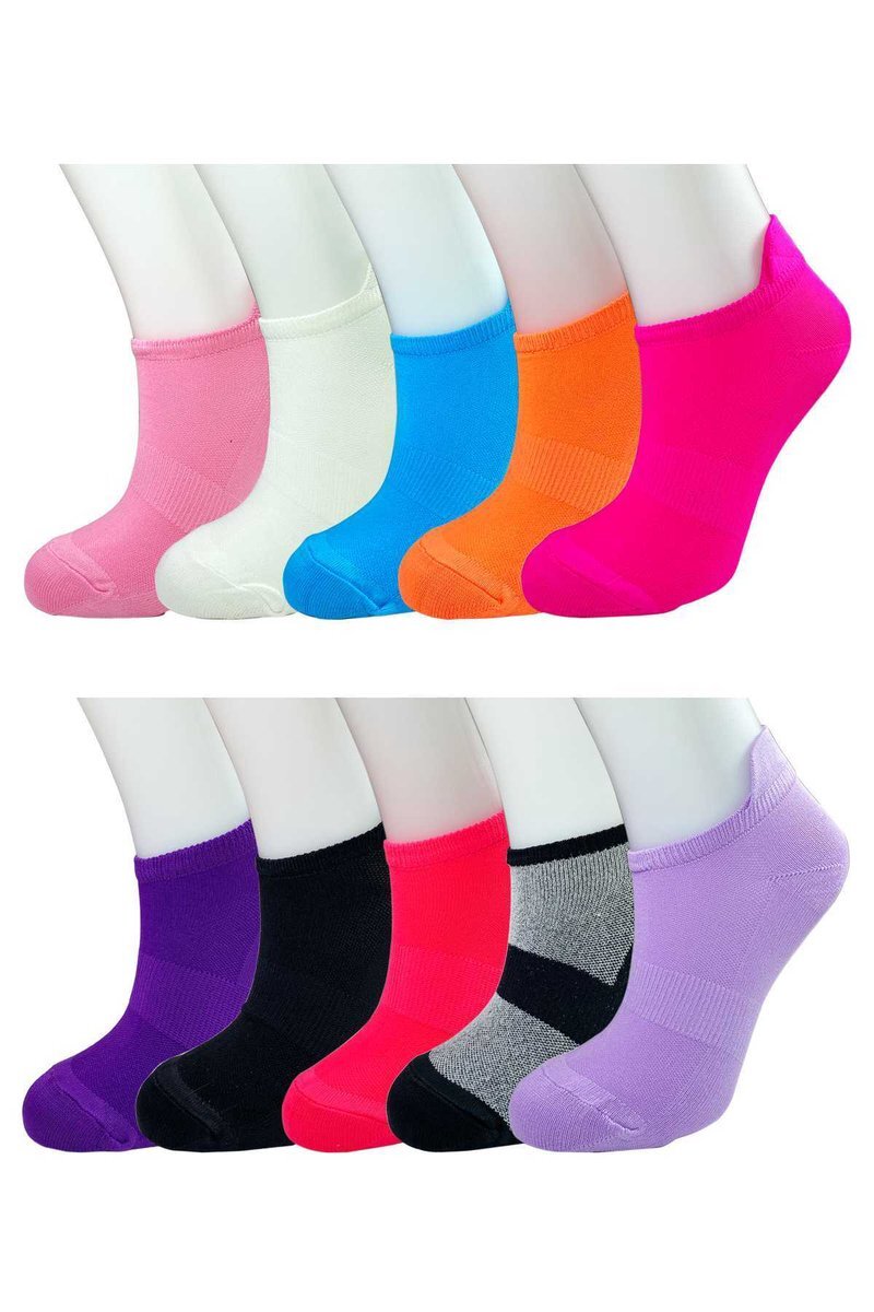 12 Adet Neon Parlak Renk Yumuşak Kadın Bilek Çorap - 36-40