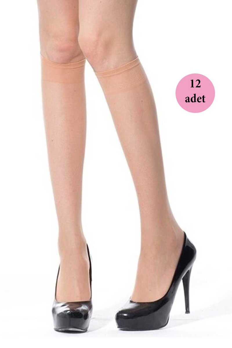 12 Adet Fit Dizaltı Çorap 15 denye 51 Sahra - Standart