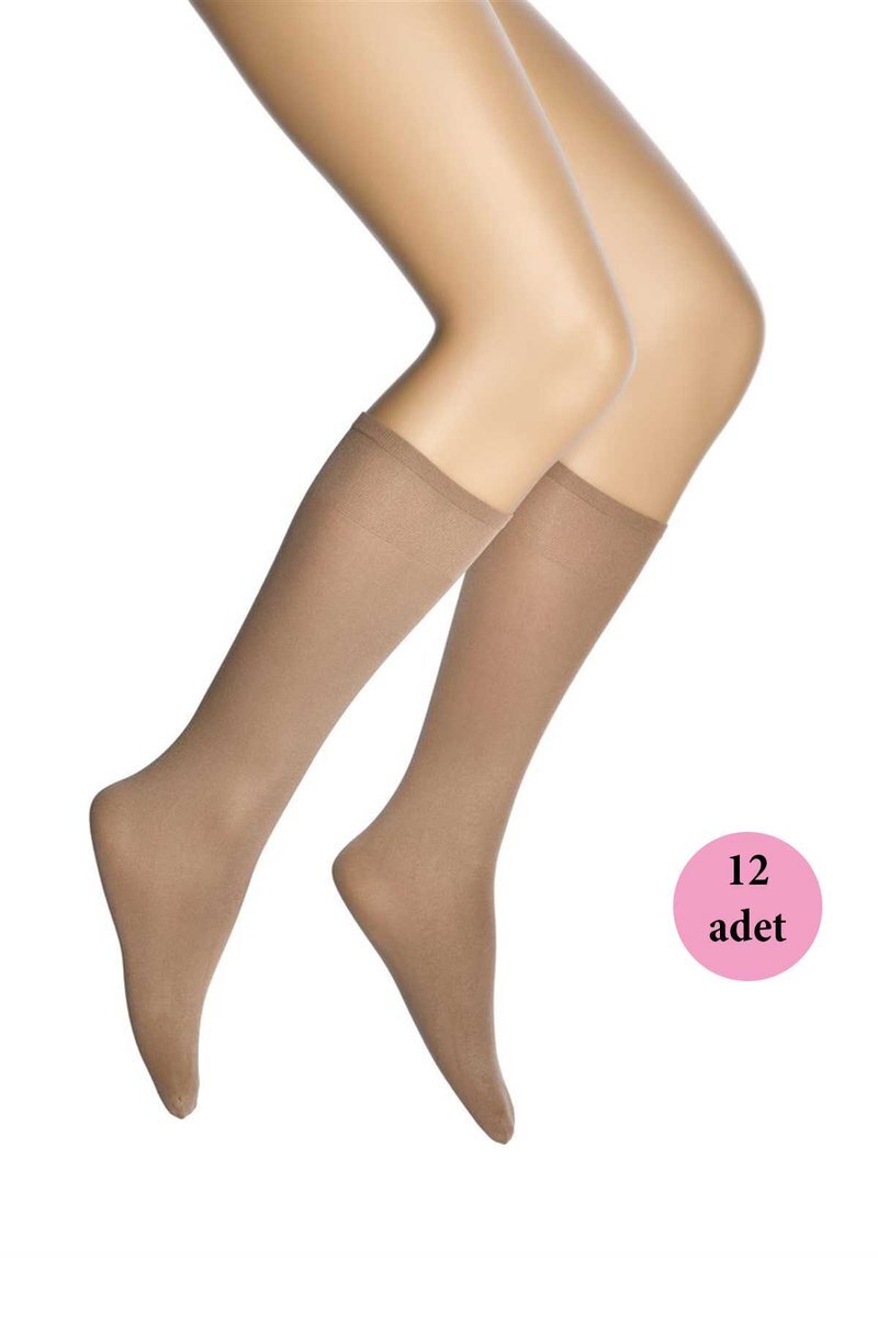 12 Adet Mikro 70 Dizaltı Kadın Çorap Bronz 38 - 36-40