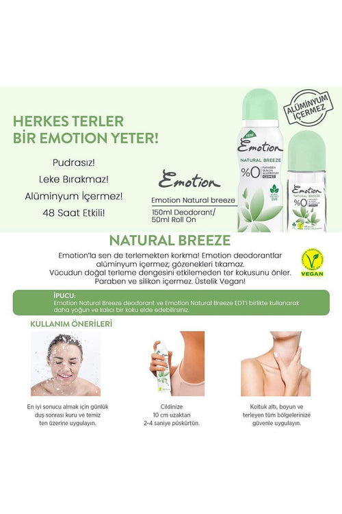 2 Adet Natural Breeze Kadın Deodorant Sprey 150 ml