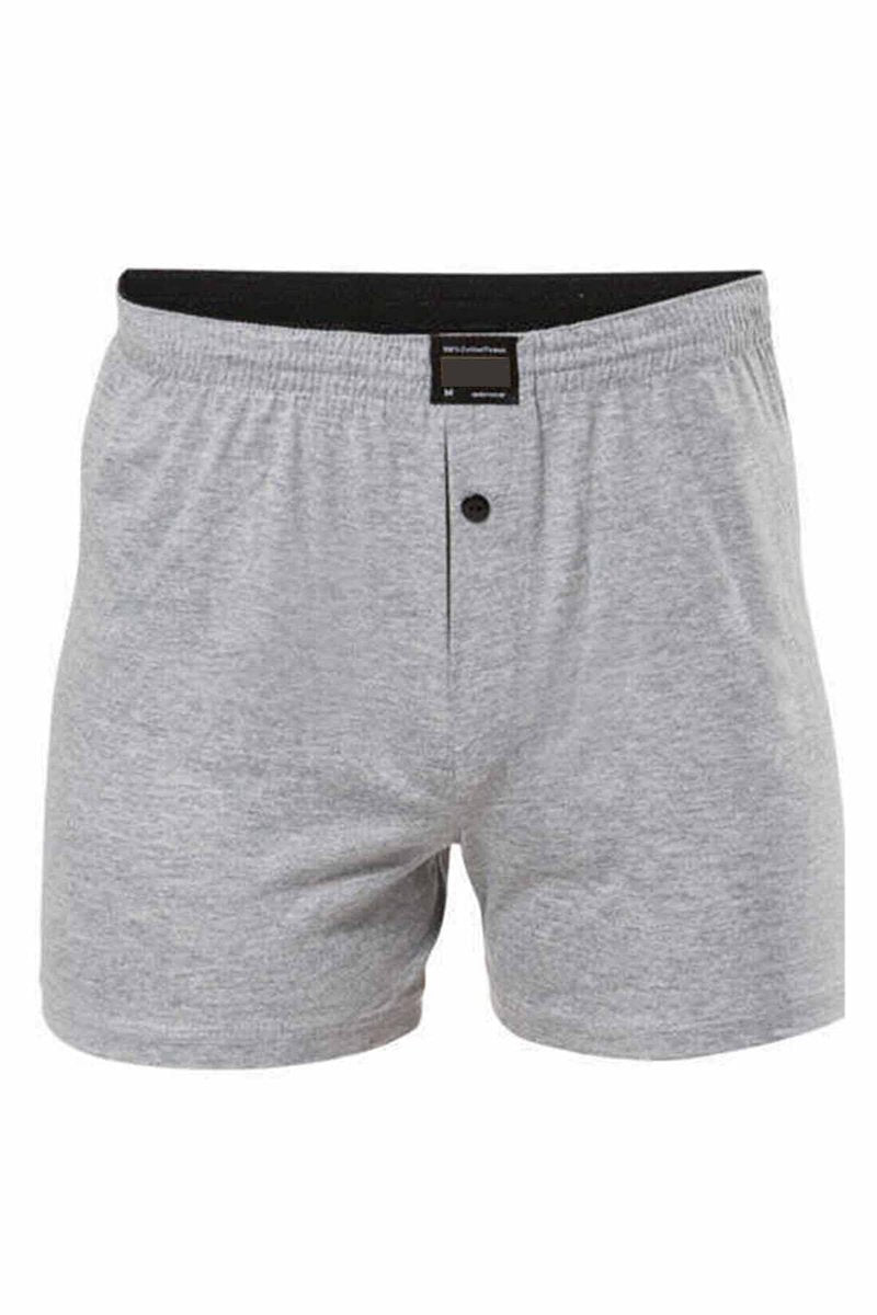 Düğmeli Pamuklu Erkek Penye Boxer Gri - 1146A - M