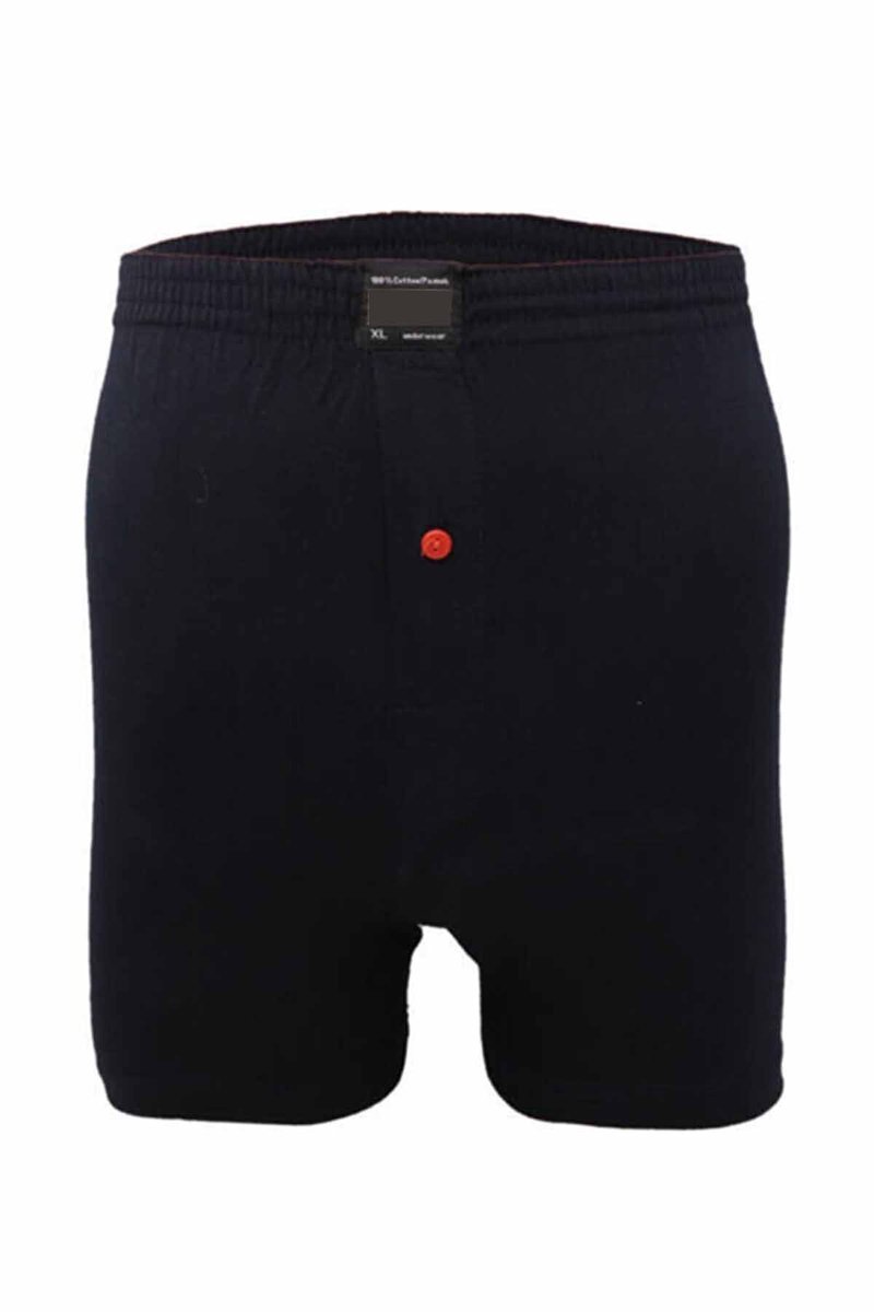 Düğmeli Pamuklu Erkek Penye Boxer Lacivert - 1146A - M